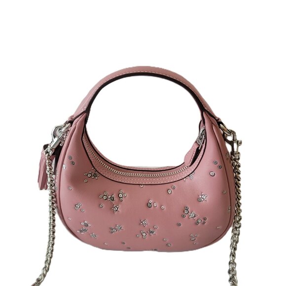 Coach CCE63 Carmen Mini Crossbody Star Embossed Leather Handbag Dusty Pink Multi - Picture 4 of 7